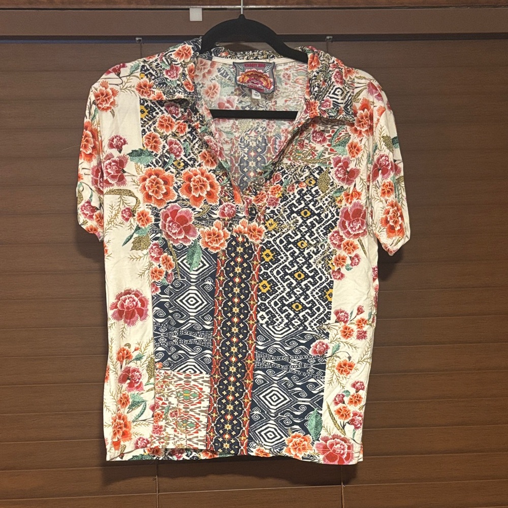 Johnny Was Floral Collared Shirt